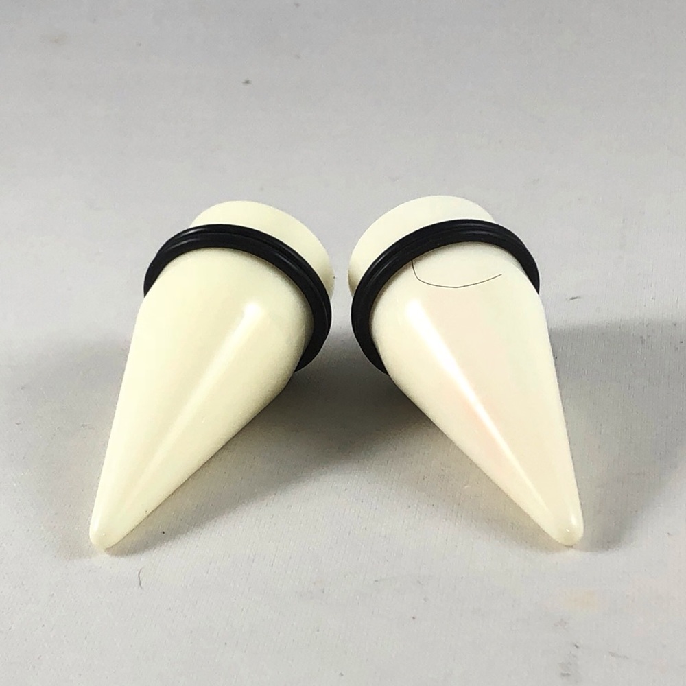 MANY SIZES! Pair of White Acrylic Ear Tapers